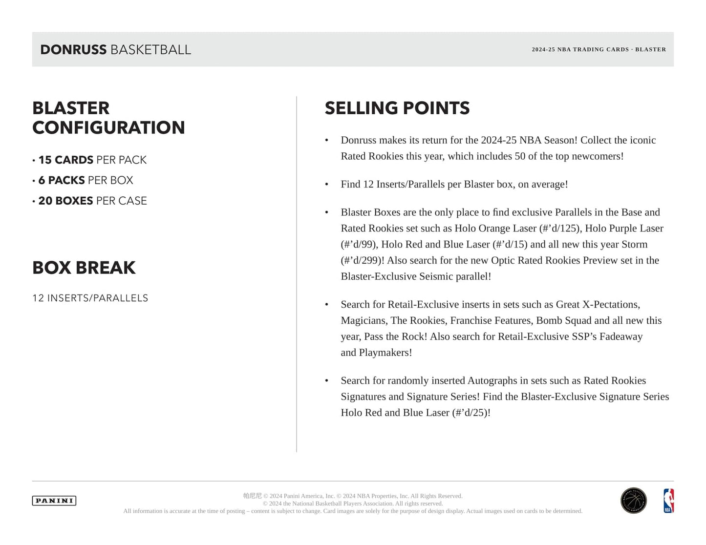 2024-25 Panini Donruss Basketball Blaster Bo