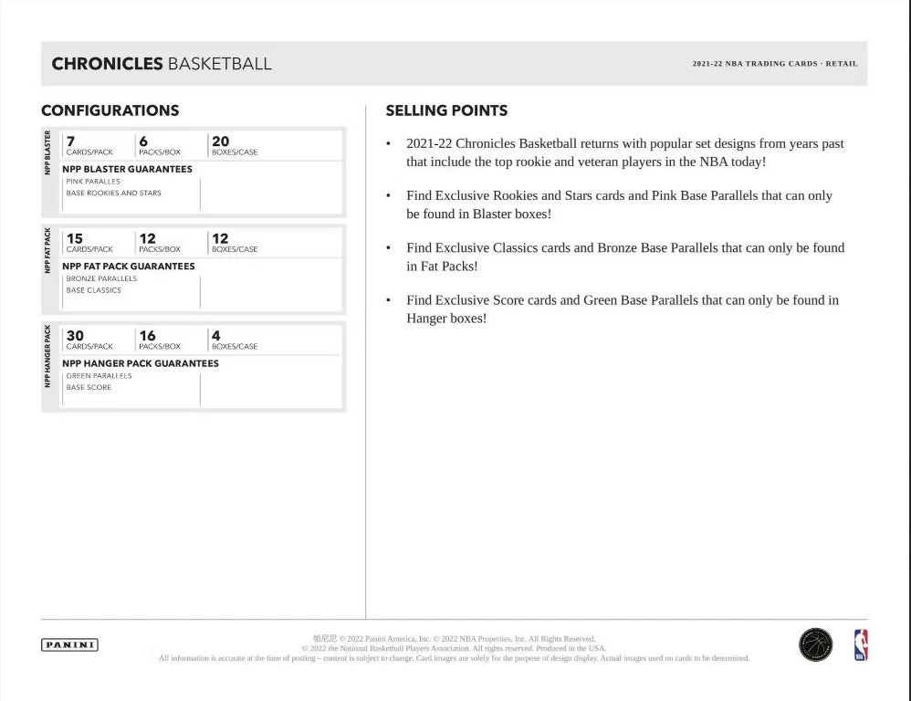 2021-22 Panini Chronicles Basketball Blaster