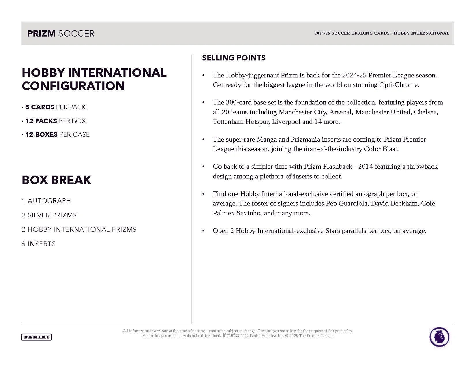 2024-25 Panini Prizm Premier League EPL Soccer International Hobby Box