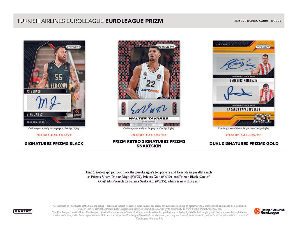 2024-25 Panini Prizm Turkish Airlines Euroleague Basketball Hobby Box  Regular price