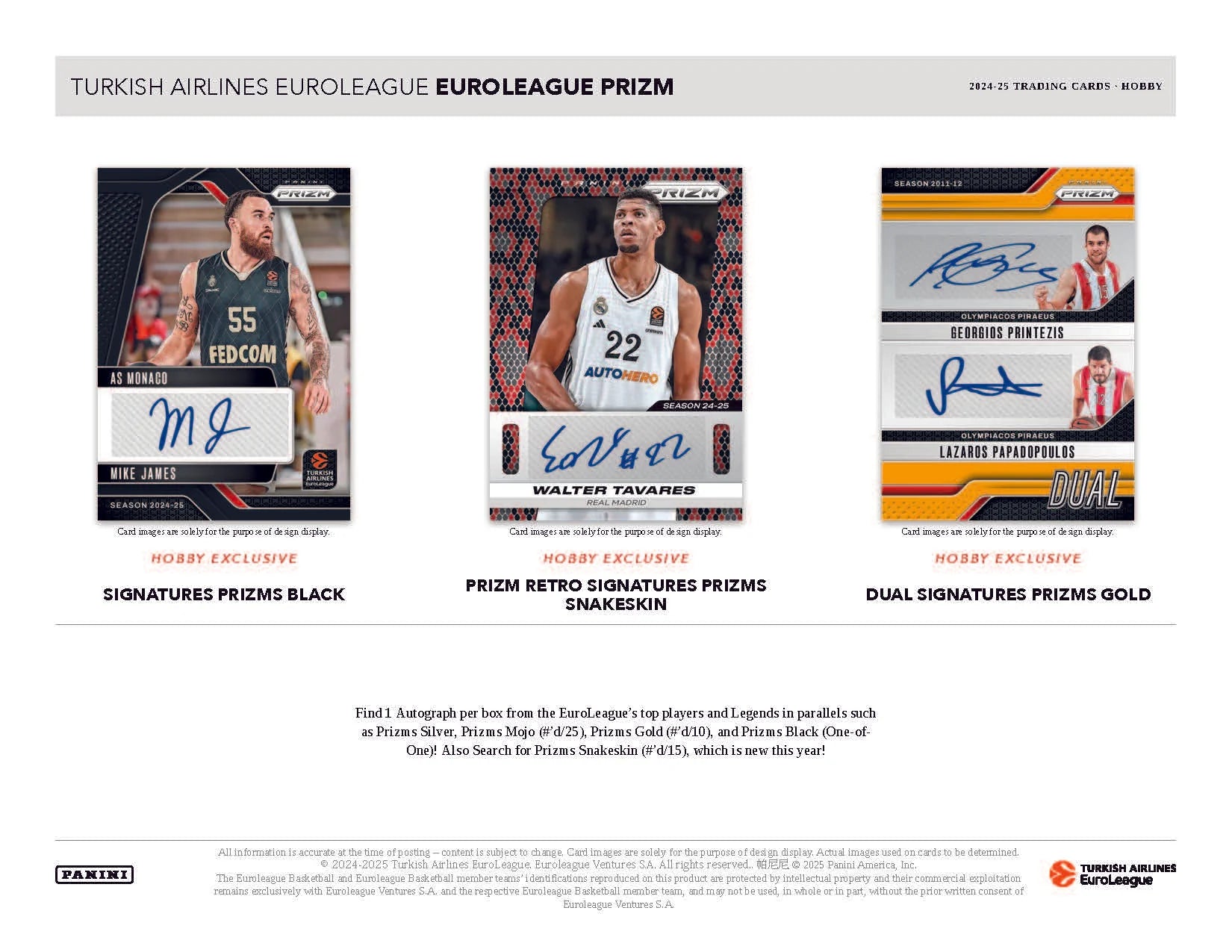 2024-25 Panini Prizm Turkish Airlines Euroleague Basketball Hobby Box  Regular price