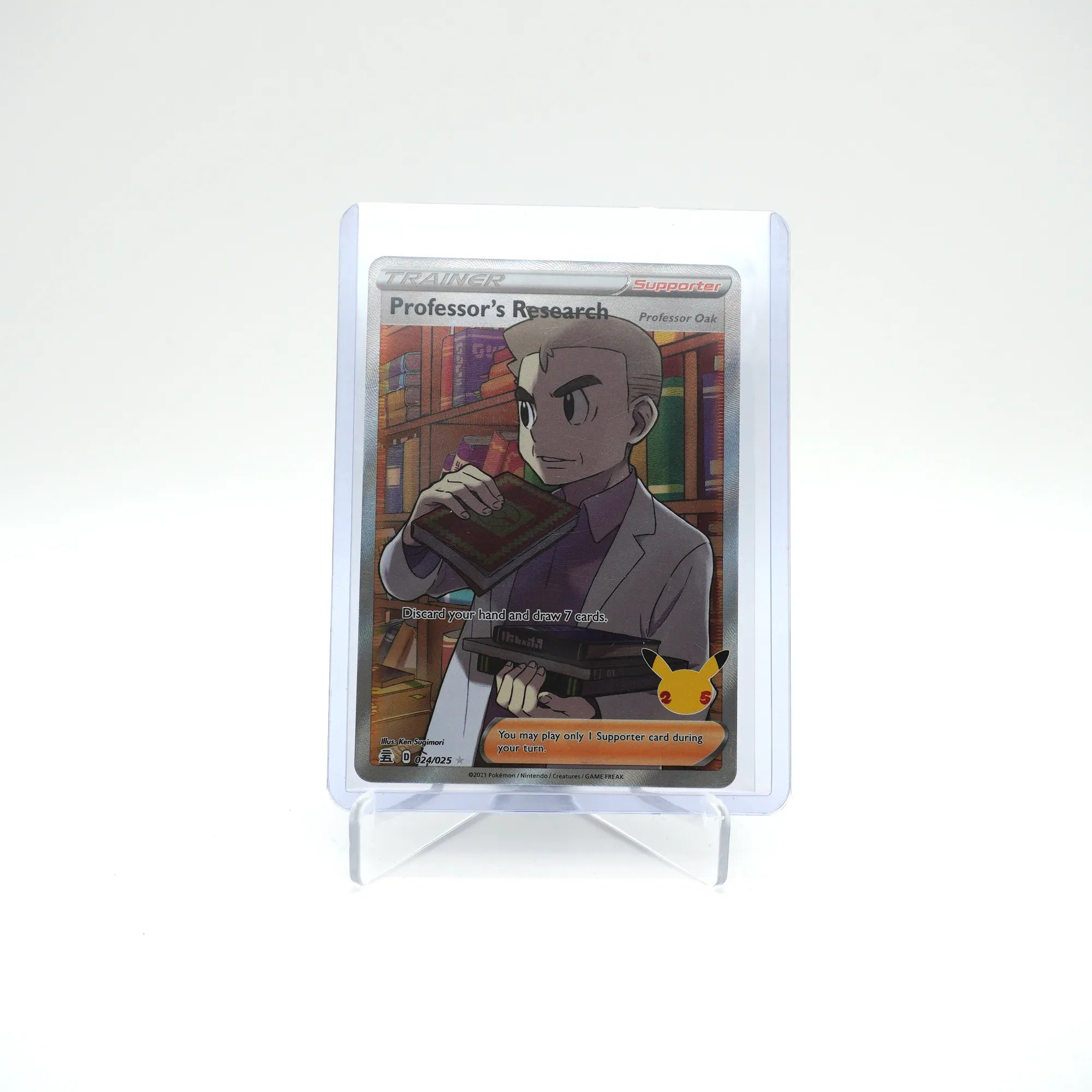 PROFESSOR'S RESEARCH OAK 024/025 FULL ART HOLO NM 25TH CELEBRATIONS (Card 3/4)