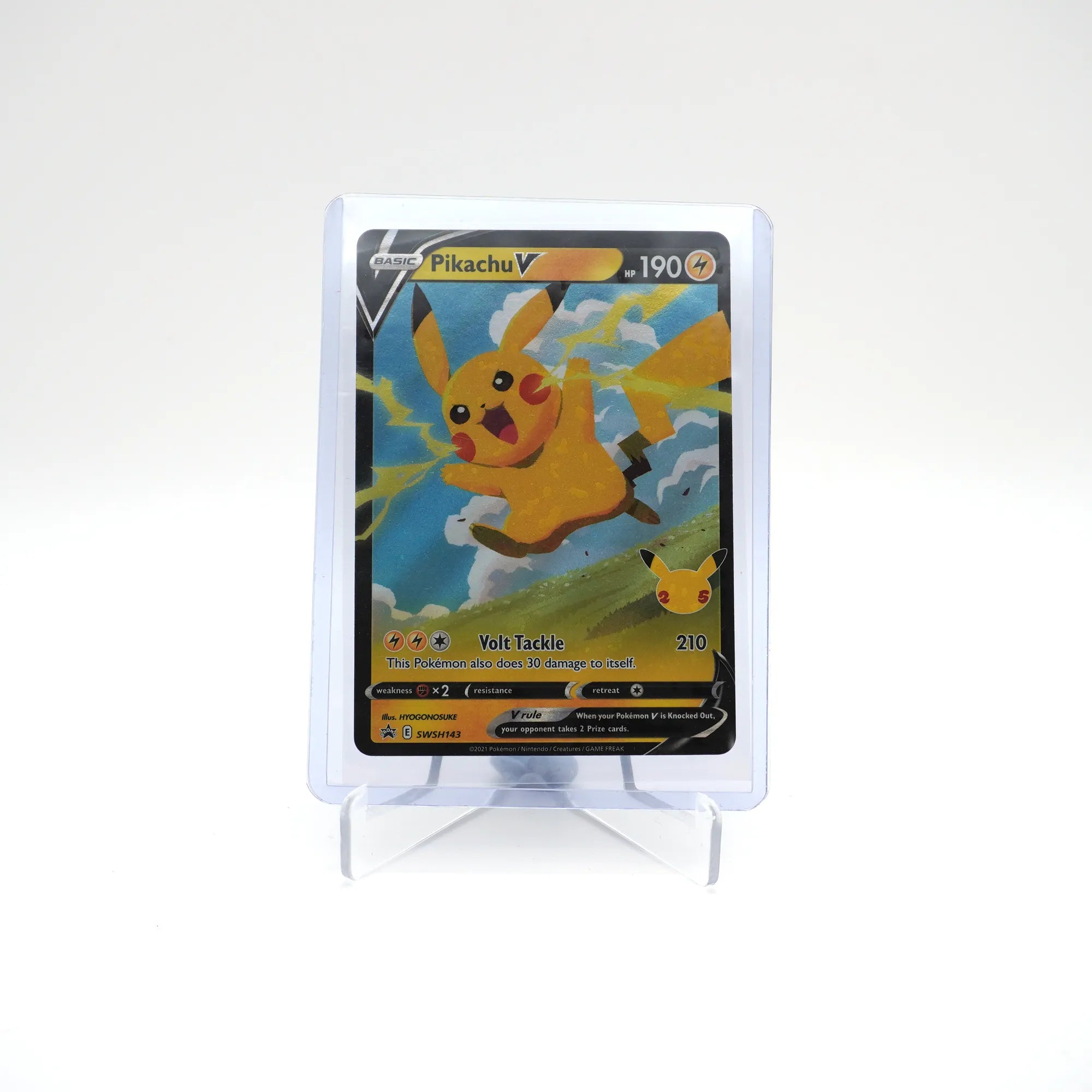 Pikachu V SWSH143 - Celebrations 25th Anniversary Promo Full Art Pokemon Card (Card 1/2)