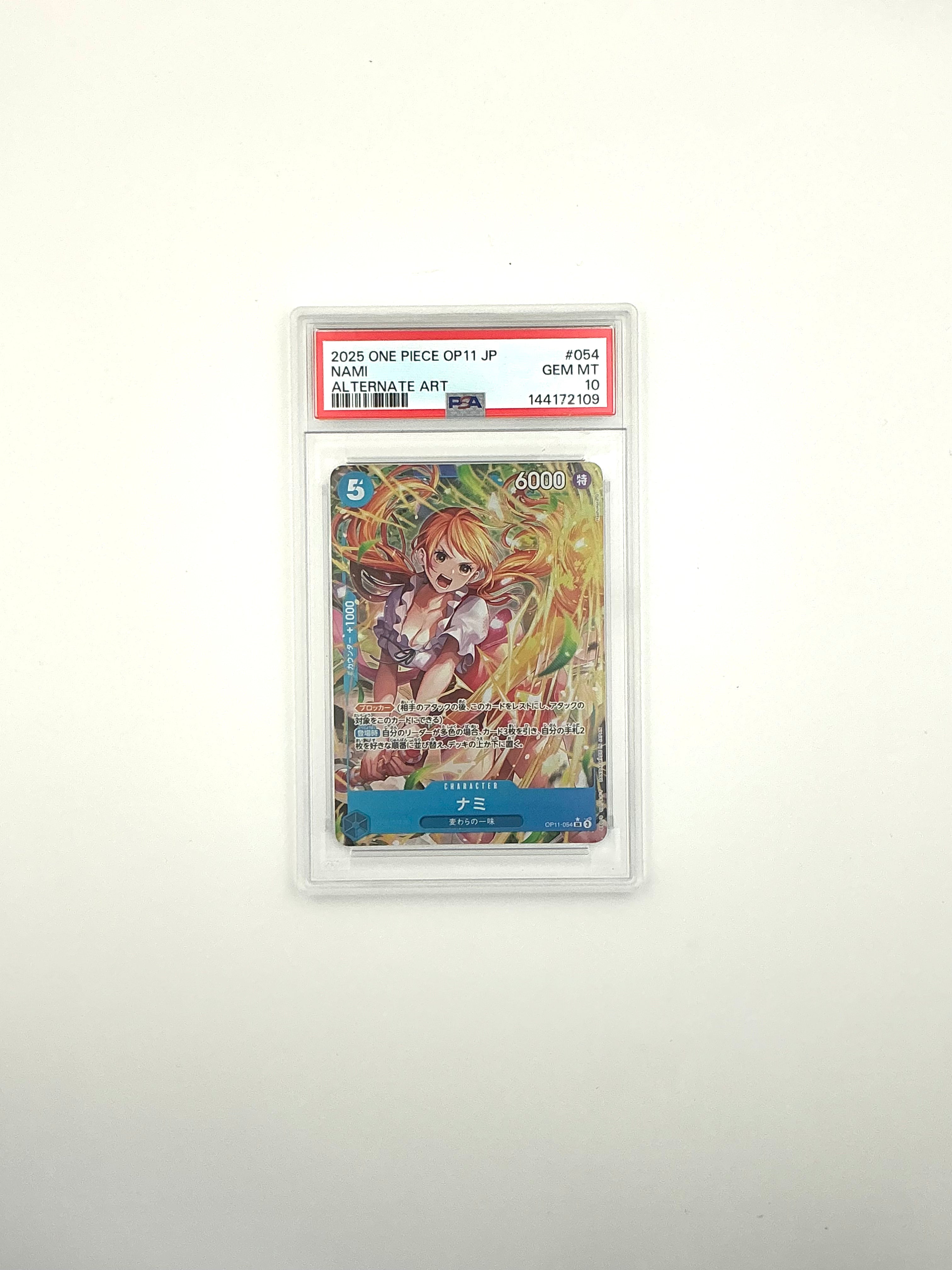 Nami ONE PIECE Card Japanese OP11-054 Parallel A Fist of Divine Speed PSA 10