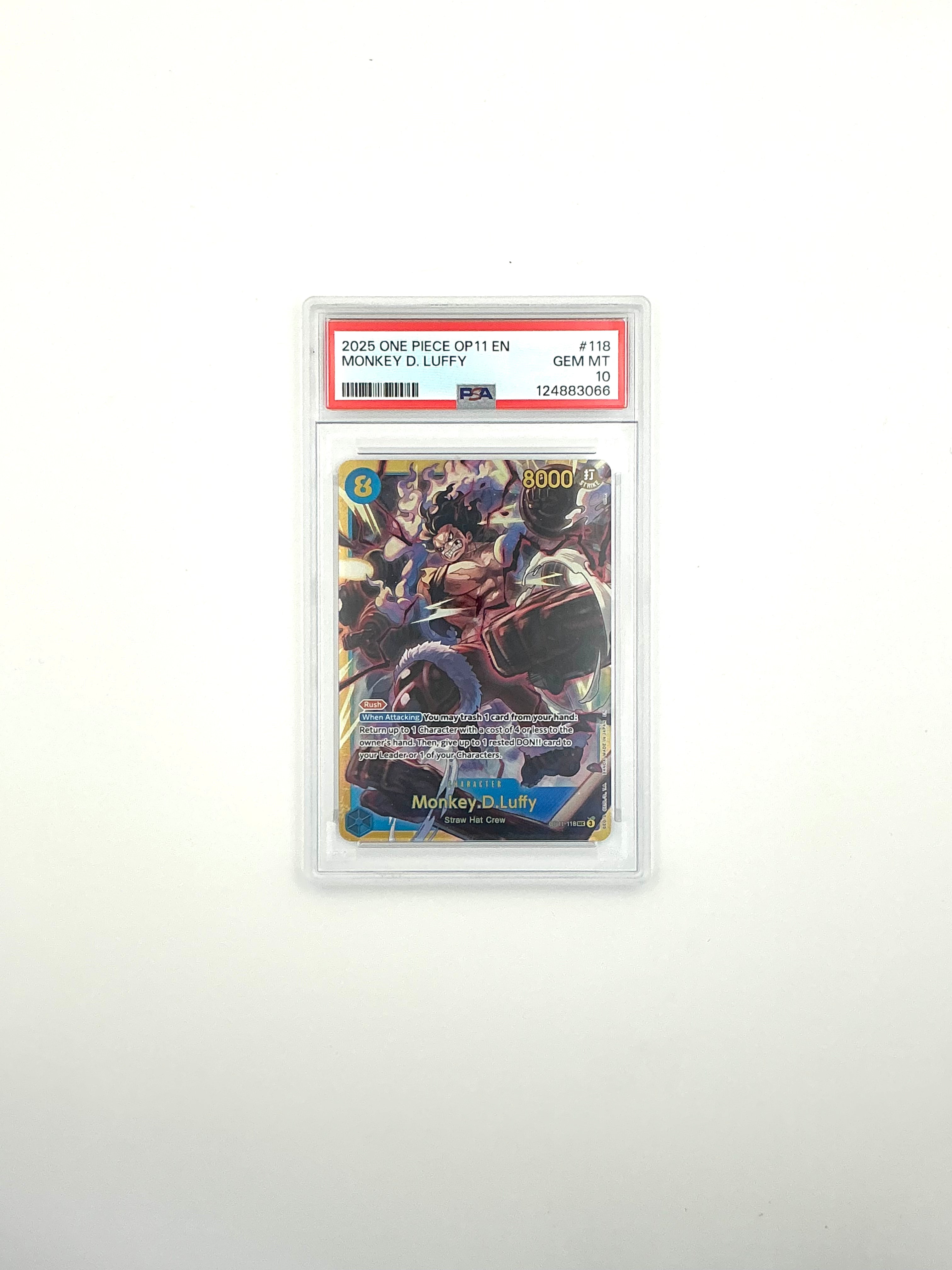 One Piece TCG Op11-118 Secret Rare Monkey.D.luffy Character English Non Foil PSA 10
