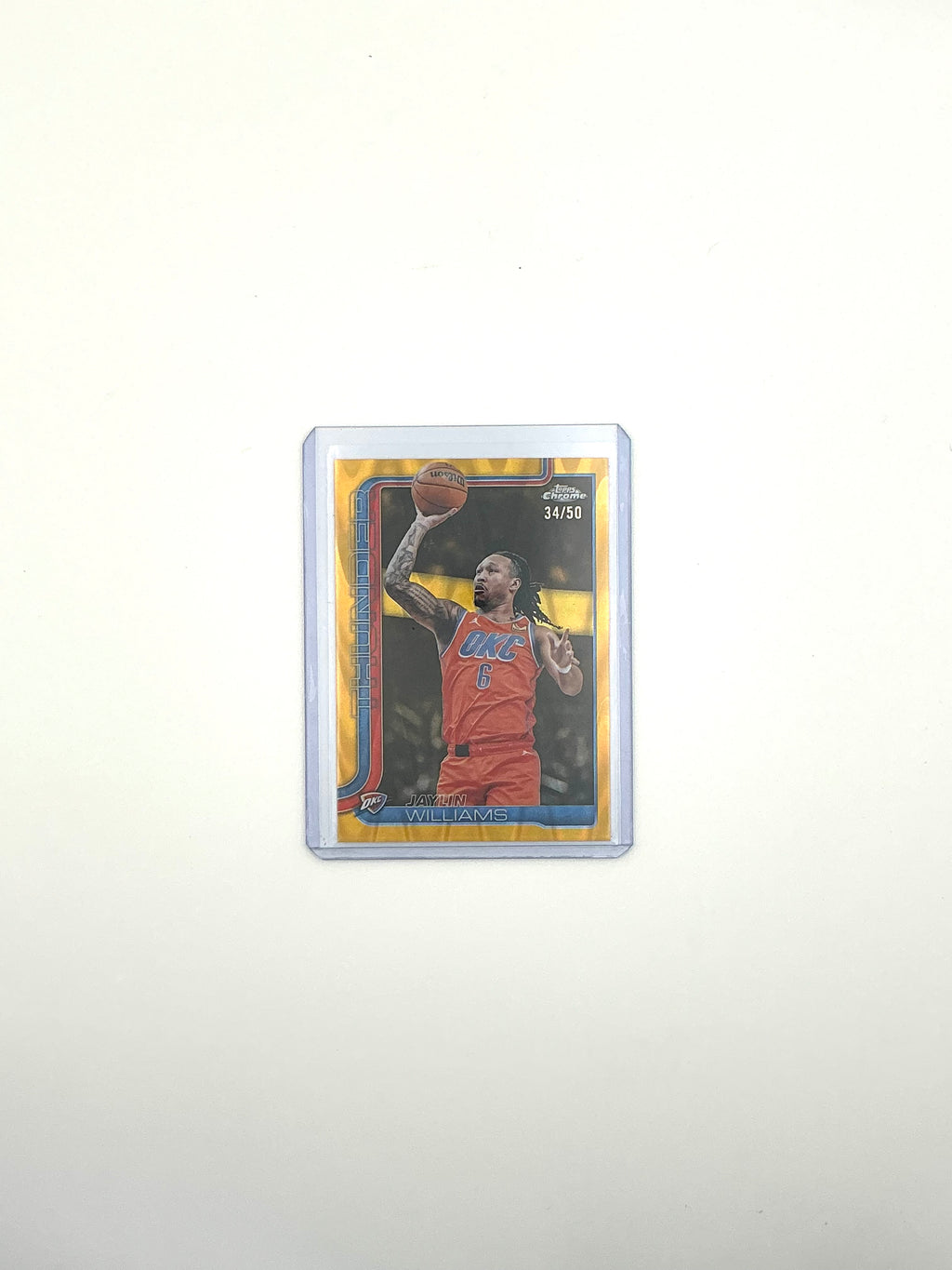 Jaylin Williams YELLOW WAVE REFRACTOR OKLAHOMA CITY THUNDER TOPPS FLAGSHIP  34/55