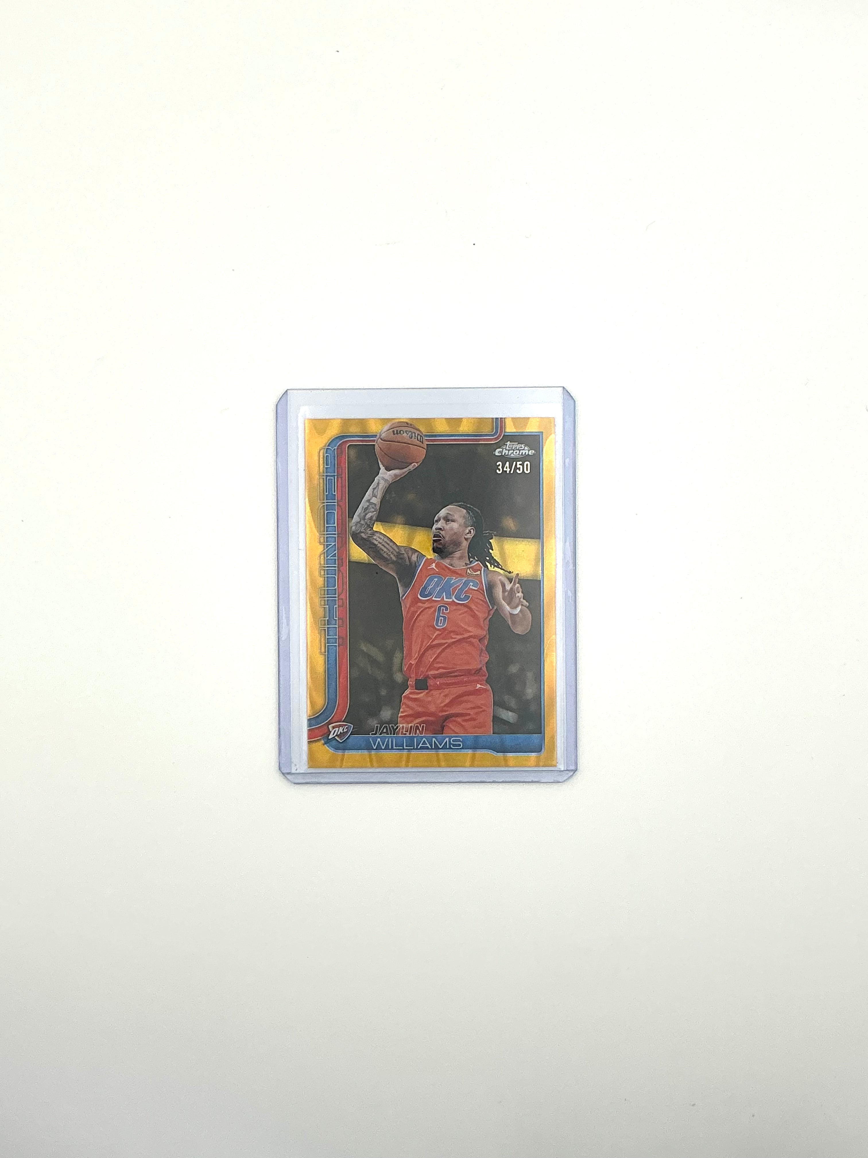 Jaylin Williams YELLOW WAVE REFRACTOR OKLAHOMA CITY THUNDER TOPPS FLAGSHIP  34/55