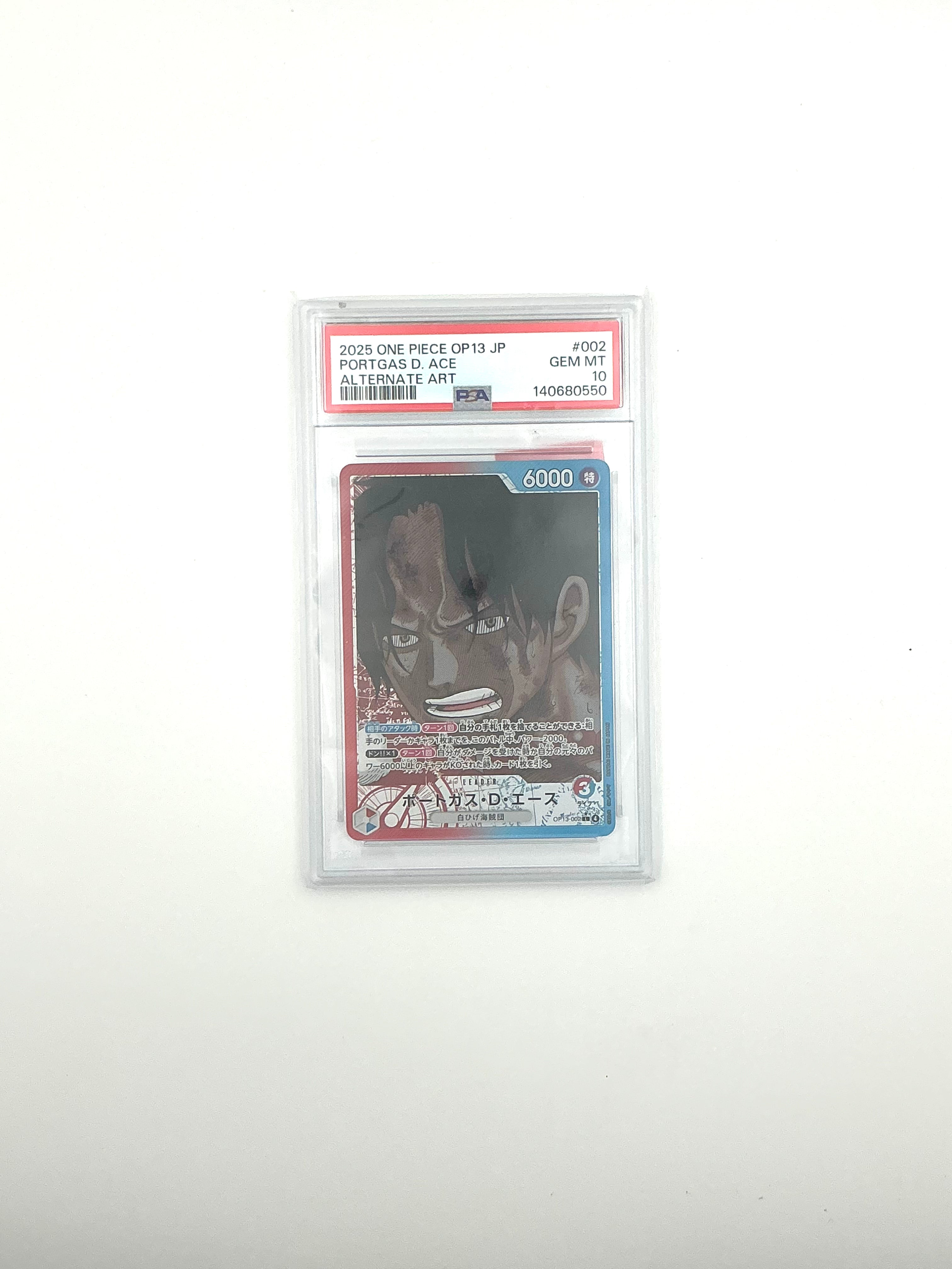 One Piece - OP13-002 Alternate Art Leader - Portgas.D.Ace - PSA 10