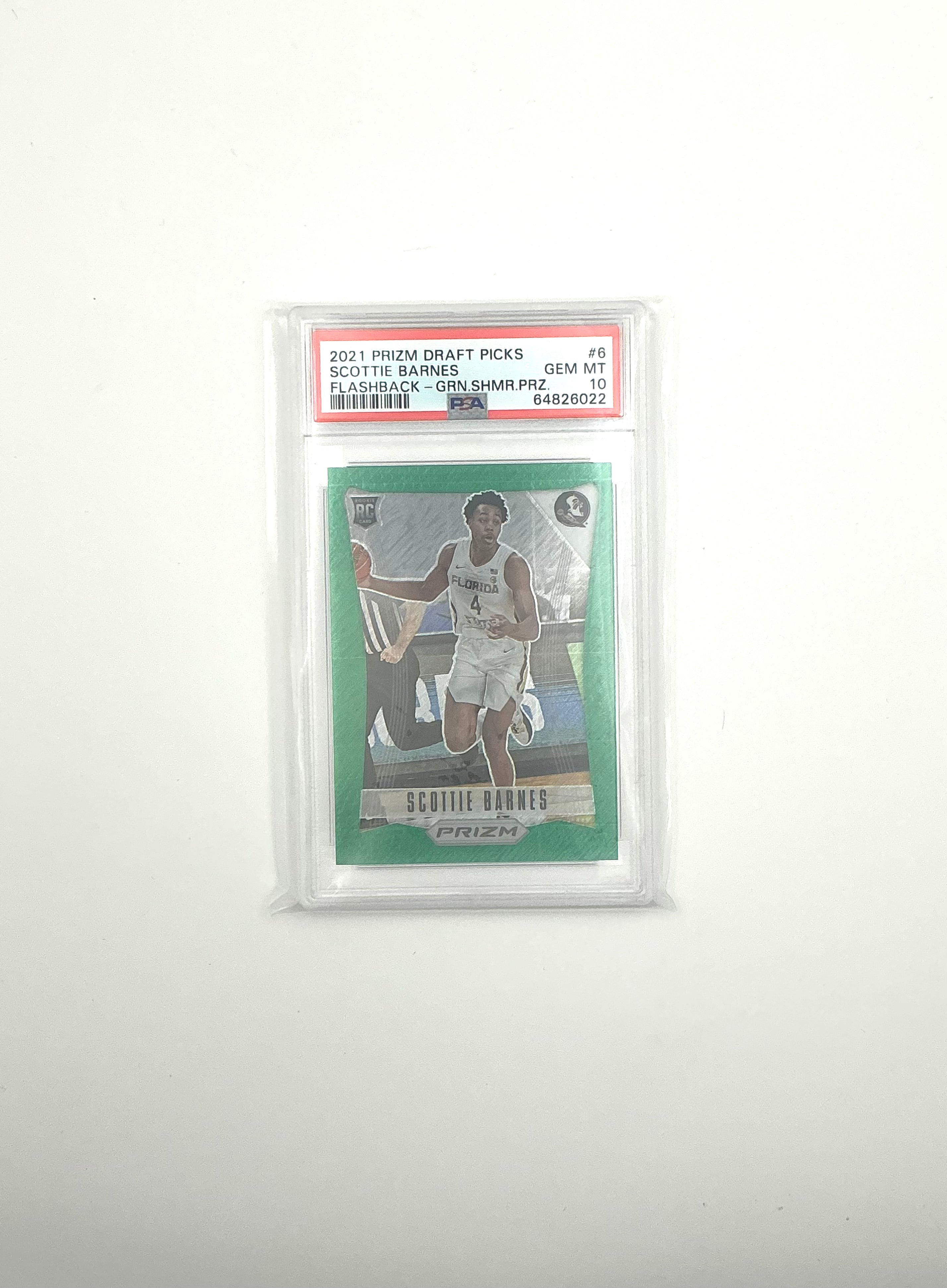 2021 PANINI PRIZM DRAFT PICKS FLASHBACK #6 SCOTTIE BARNES FLASHBACK-GRN.SHMR.PRZ.