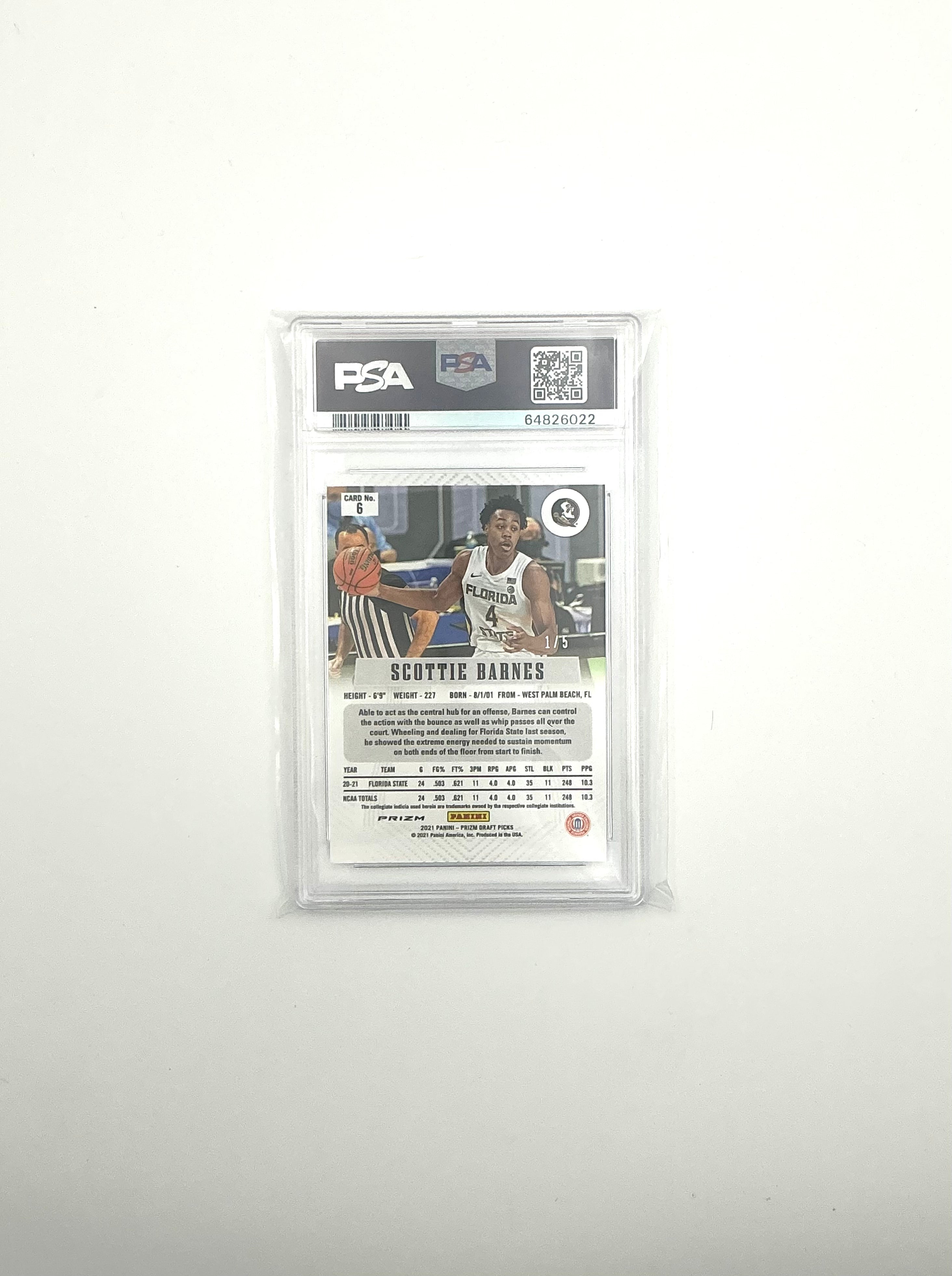 2021 PANINI PRIZM DRAFT PICKS FLASHBACK #6 SCOTTIE BARNES FLASHBACK-GRN.SHMR.PRZ.