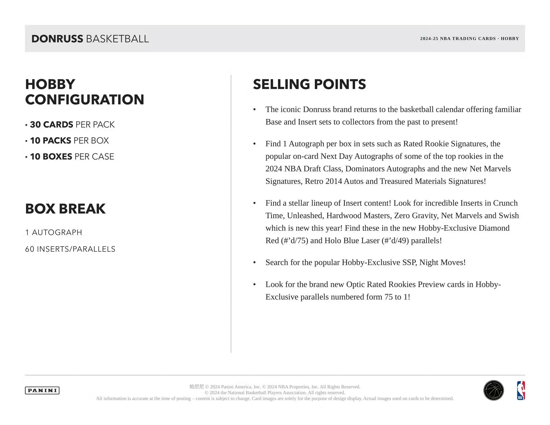 2024-25 Panini Donruss Basketball Hobby Box