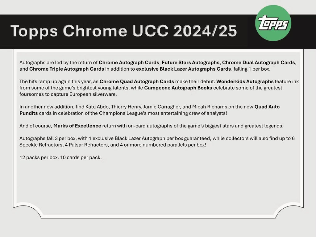 2024-25 Topps Chrome UEFA Club Competitions Soccer Jumbo Box