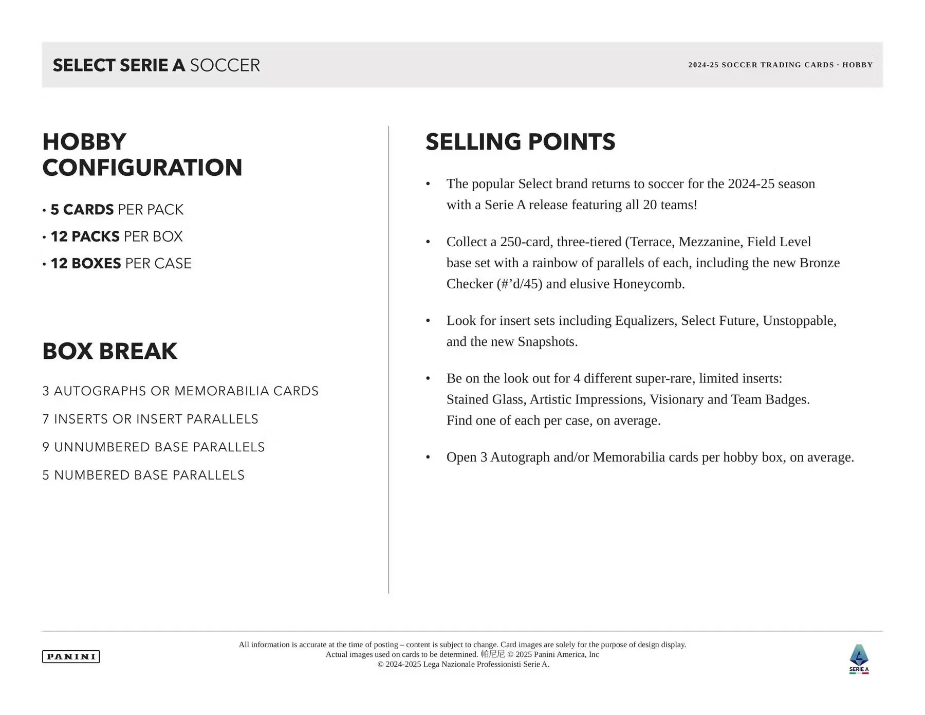 2024-25 Panini Select Serie A Soccer Hobby Box