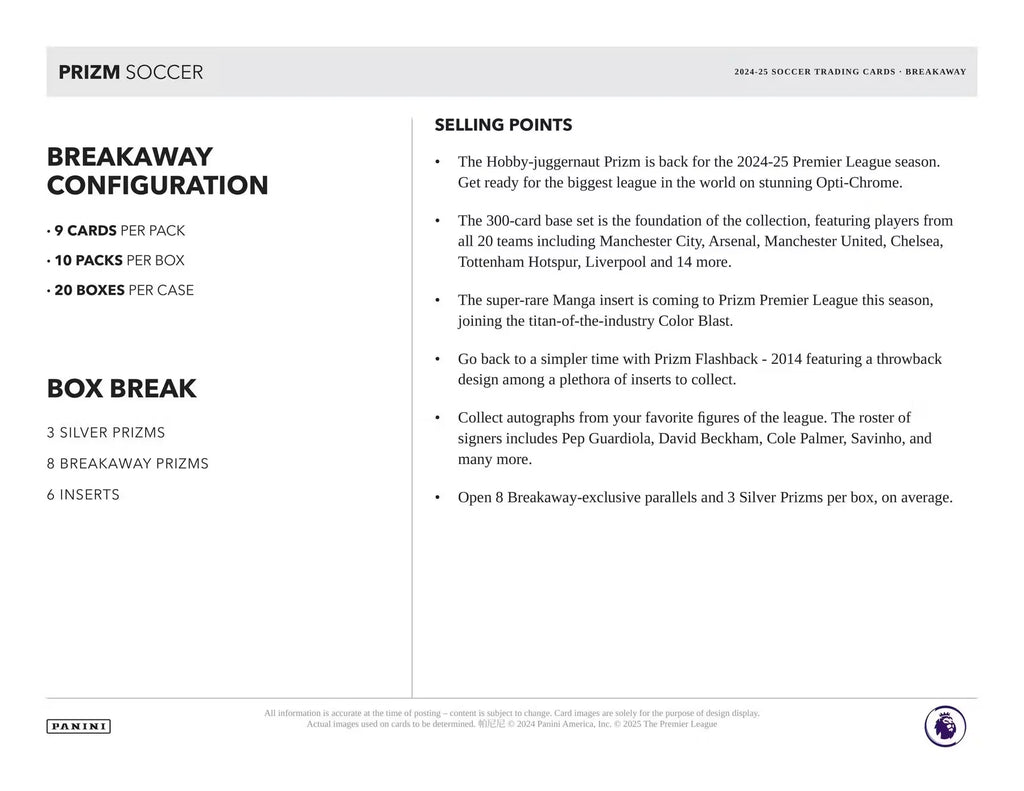 2024-25 Panini Select EPL Soccer Breakaway Box