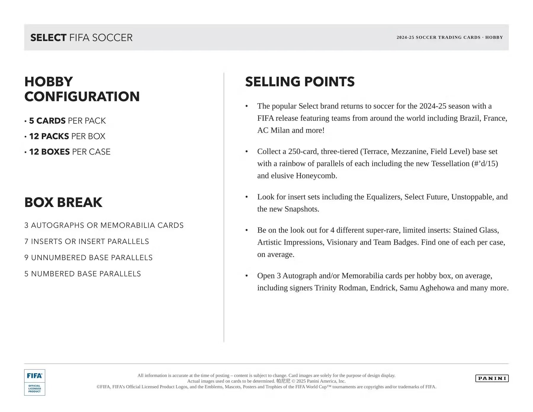 2024-25 Panini Select FIFA Soccer Hobby Box