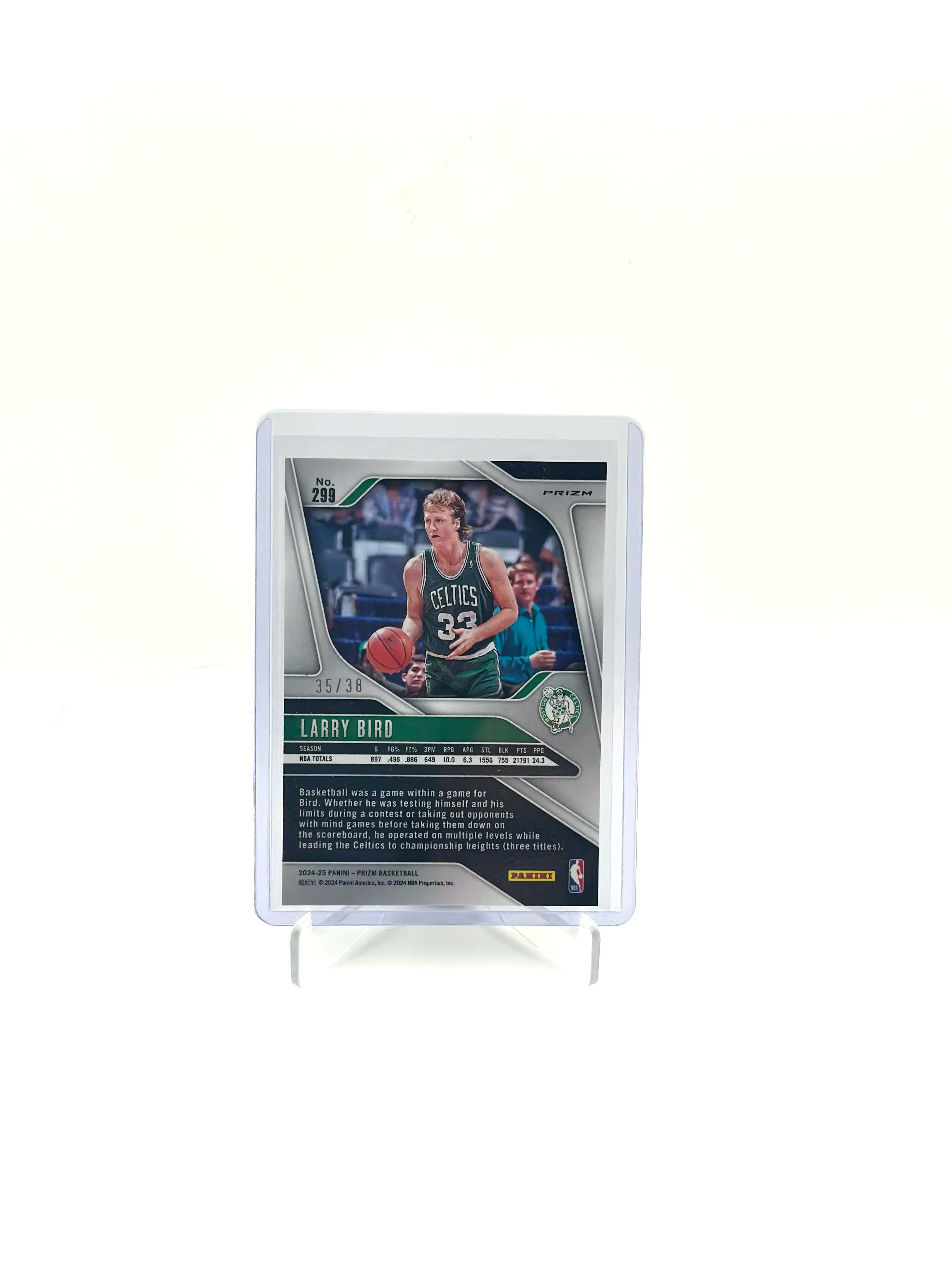 Larry Bird – 2024-25 Panini Prizm – White Wave Prizm – #299 – /38 (No.35) – Boston Celtics