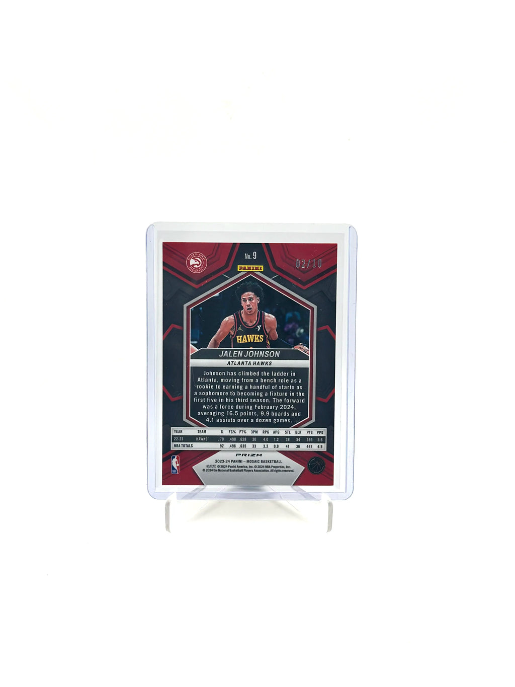 Jalen Johnson – 2023-24 Panini Mosaic – International Gold – #9 – /10 (No.02) – Atlanta Hawks