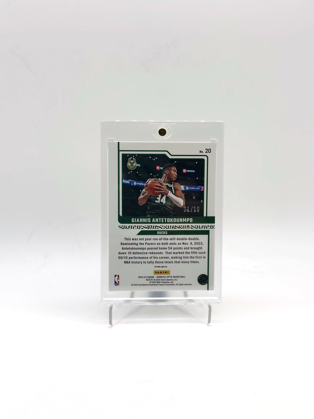 Giannis Antetokounmpo – 2023-24 Panini Optic Elite Dominators – Holo Prizm – #20 – /10 (No.01) – Milwaukee Bucks