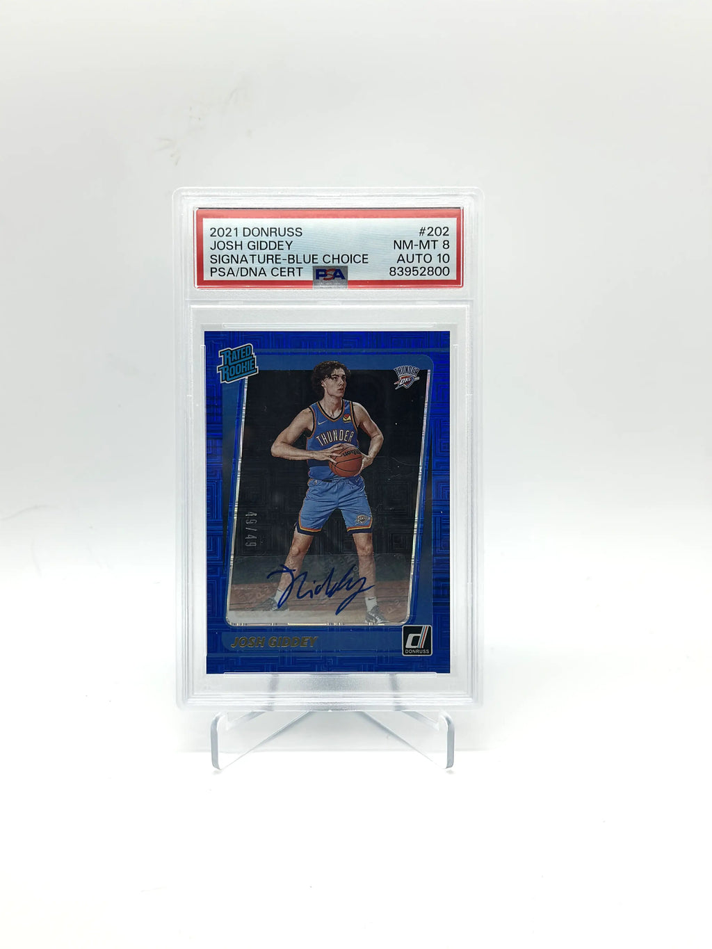 2021 DonRuss Josh Giddey #202 Signature-Blue Choice /49 PSA 10