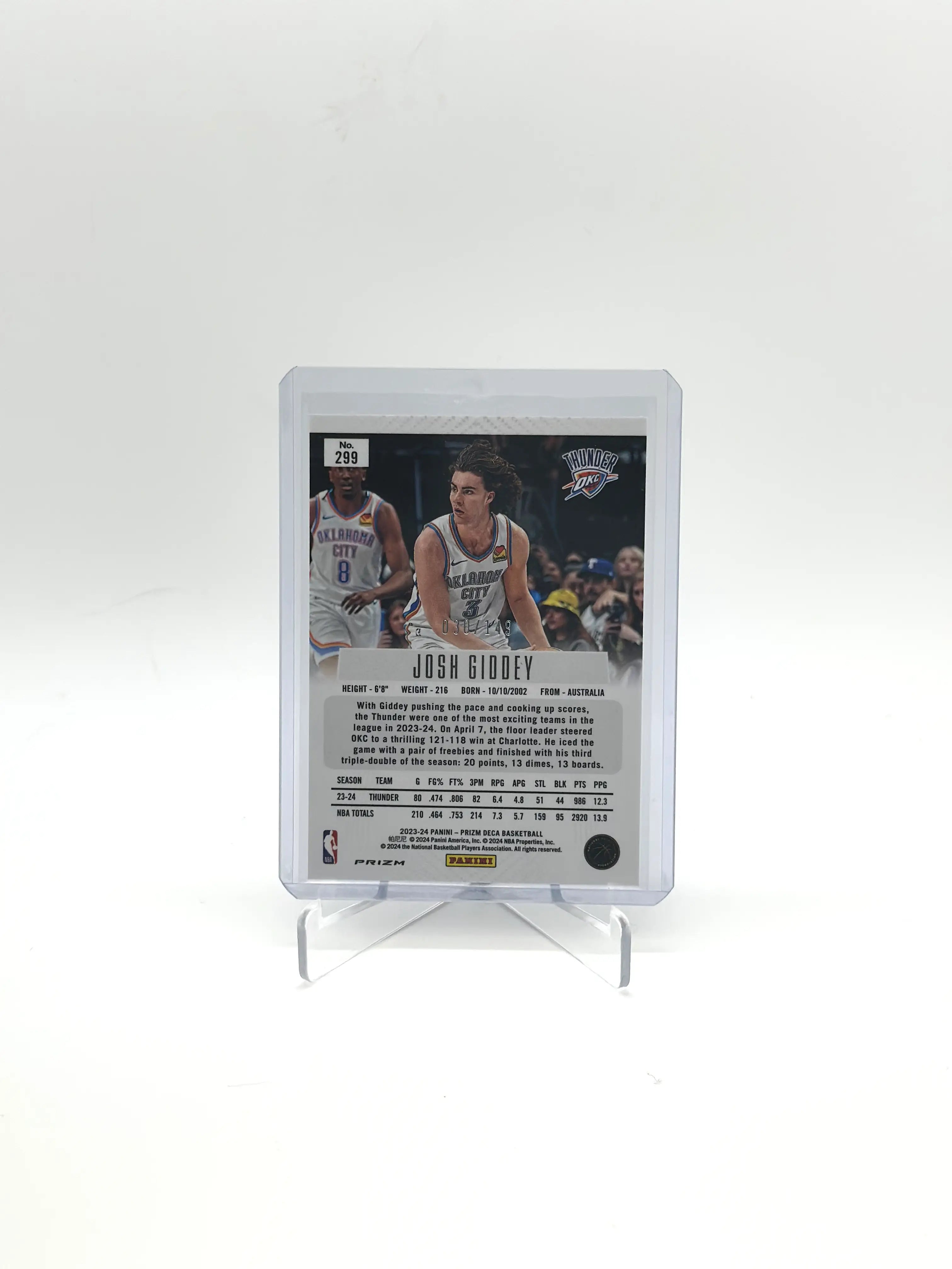 2023-24 Panini Prizm Deca Basketball Josh Giddey Blue /149 #299