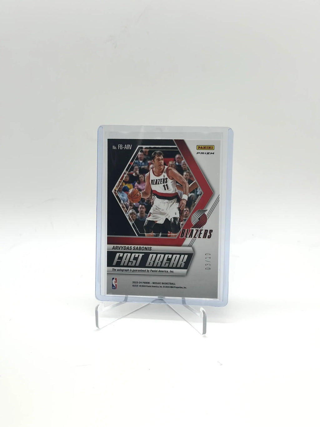 2023-24 Panini Mosaic Arvydas Sabonis Fast Break Auto Yellow #/10 Trail Blazers