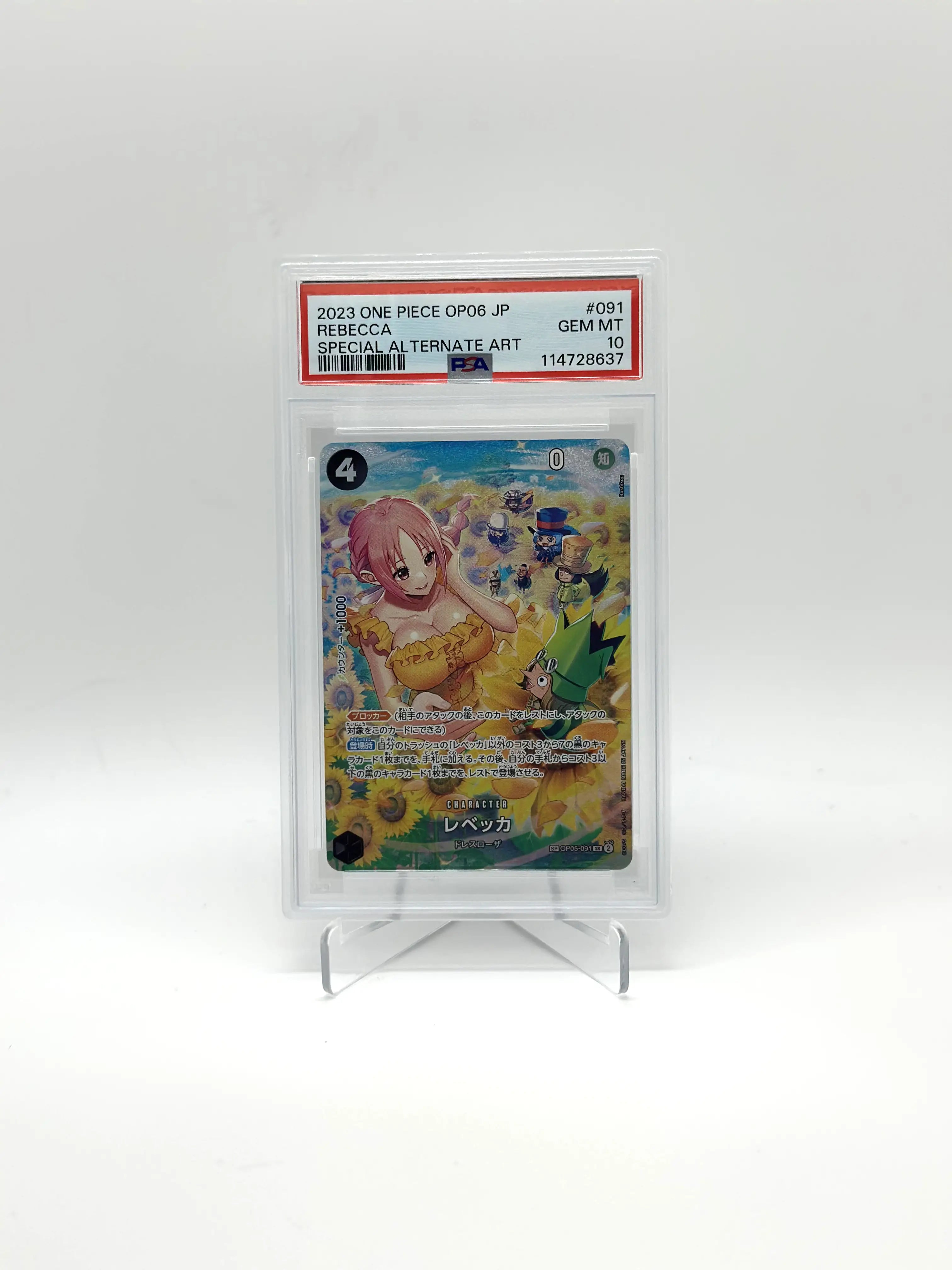 Special Alternate Art Rebecca One Piece OP06 WIngs/Captain Japanese #091 PSA 10