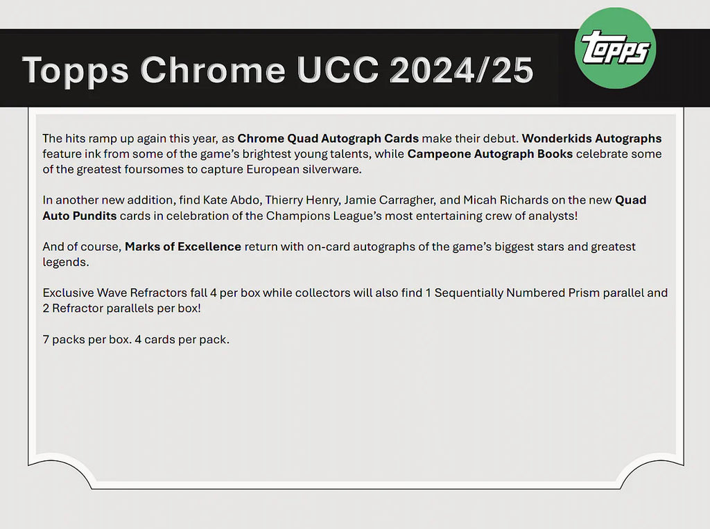 2024-25 Topps Chrome UEFA Club Competitions Soccer Value Box