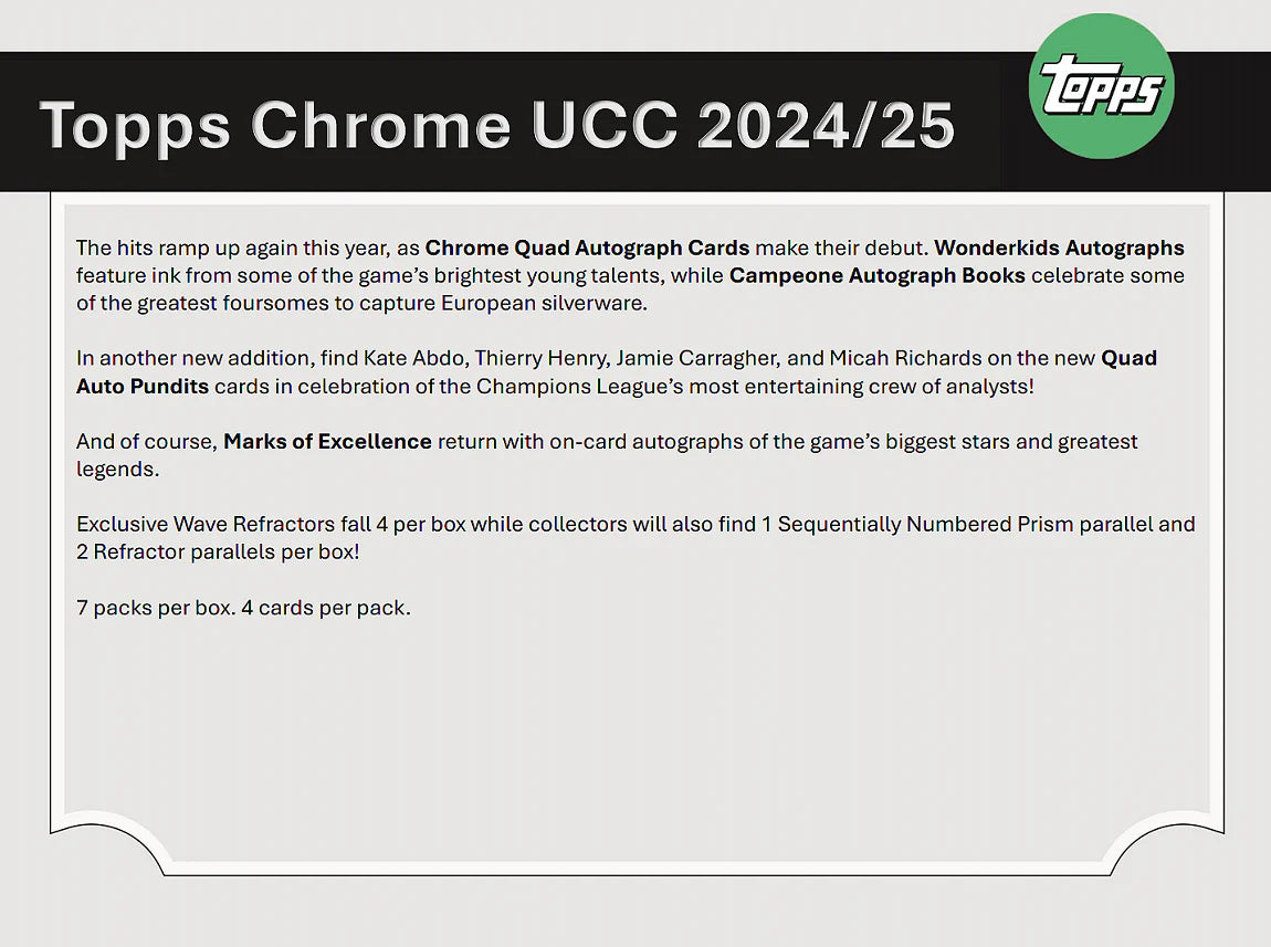 2024-25 Topps Chrome UEFA Club Competitions Soccer Value Box