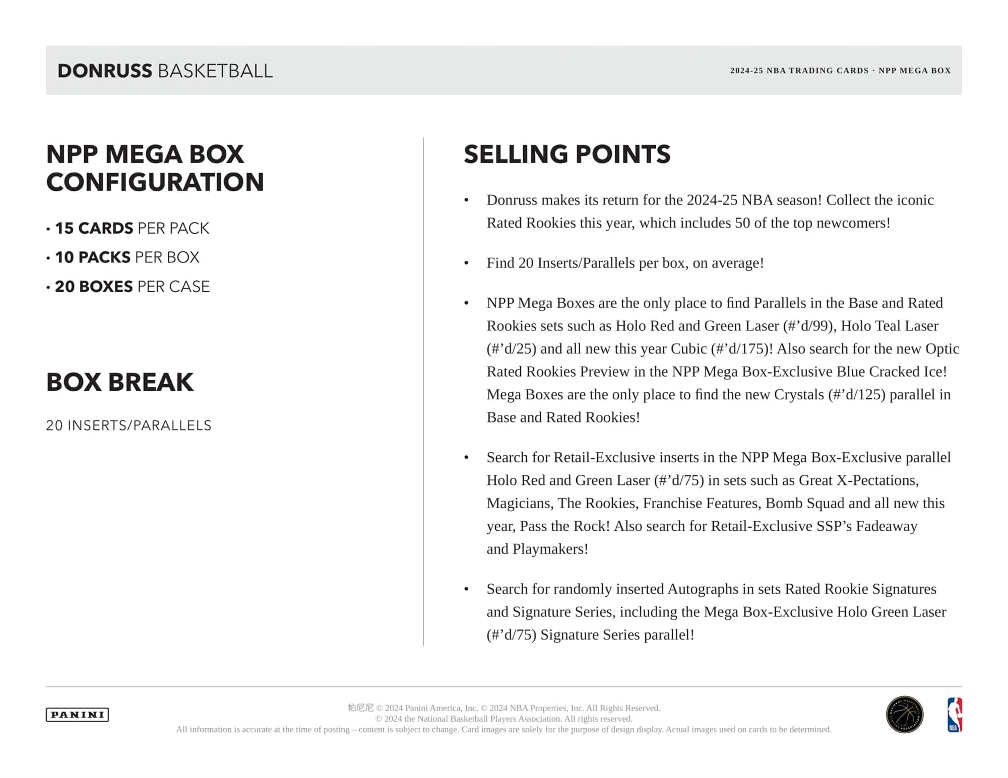2024/25 Panini Donruss Basketball Mega Box