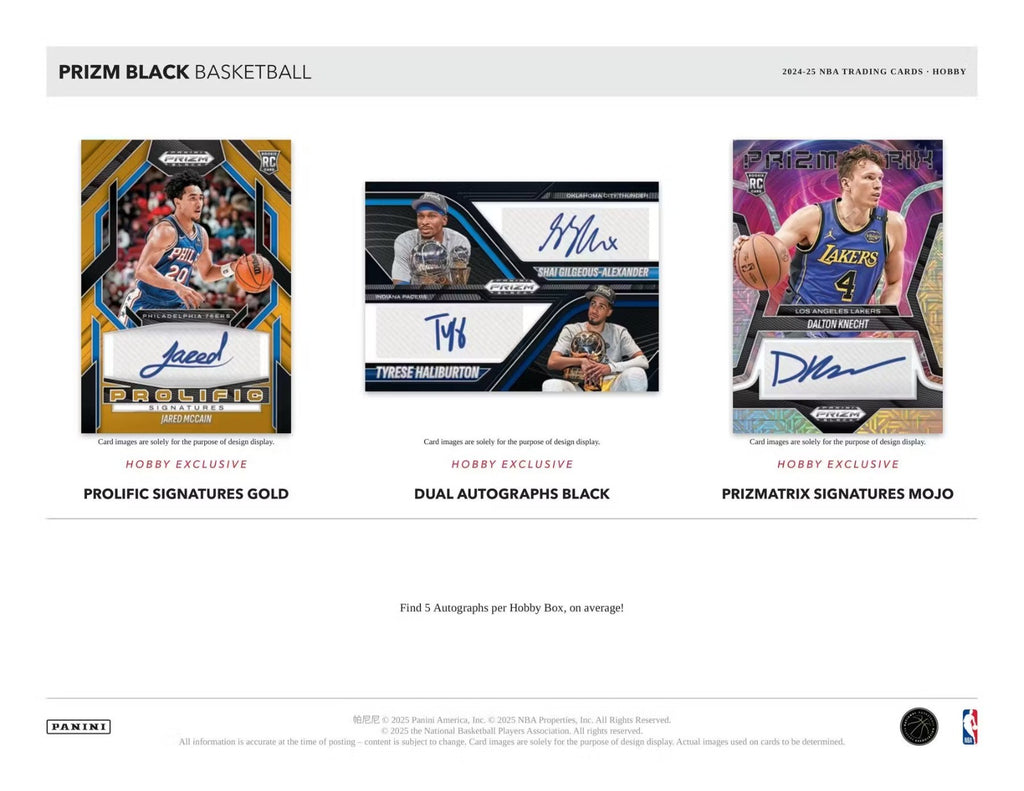 2024-25 PANINI PRIZM BLACK NBA BASKETBALL HOBBY BOX